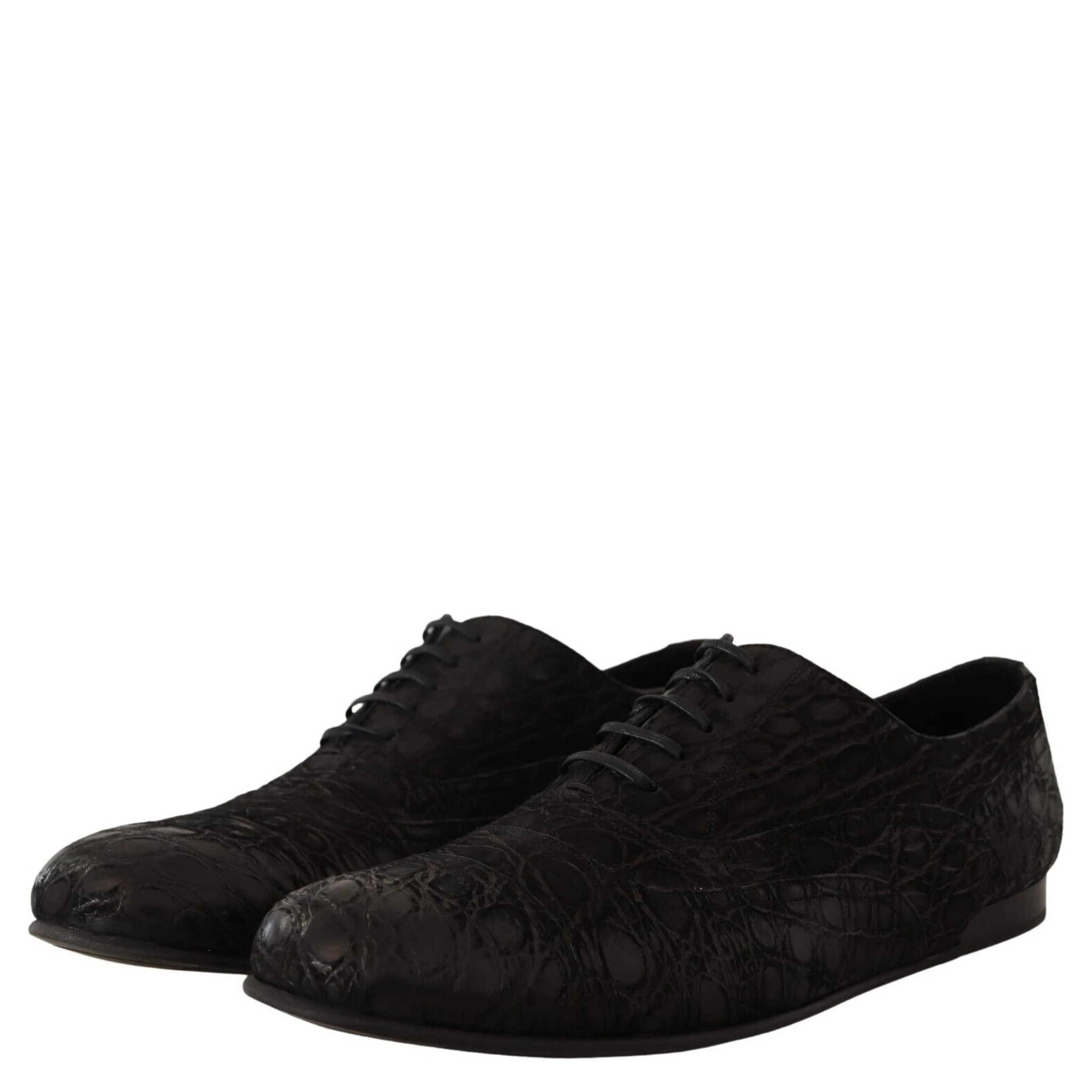 Black Caiman Leather Mens Oxford Shoes