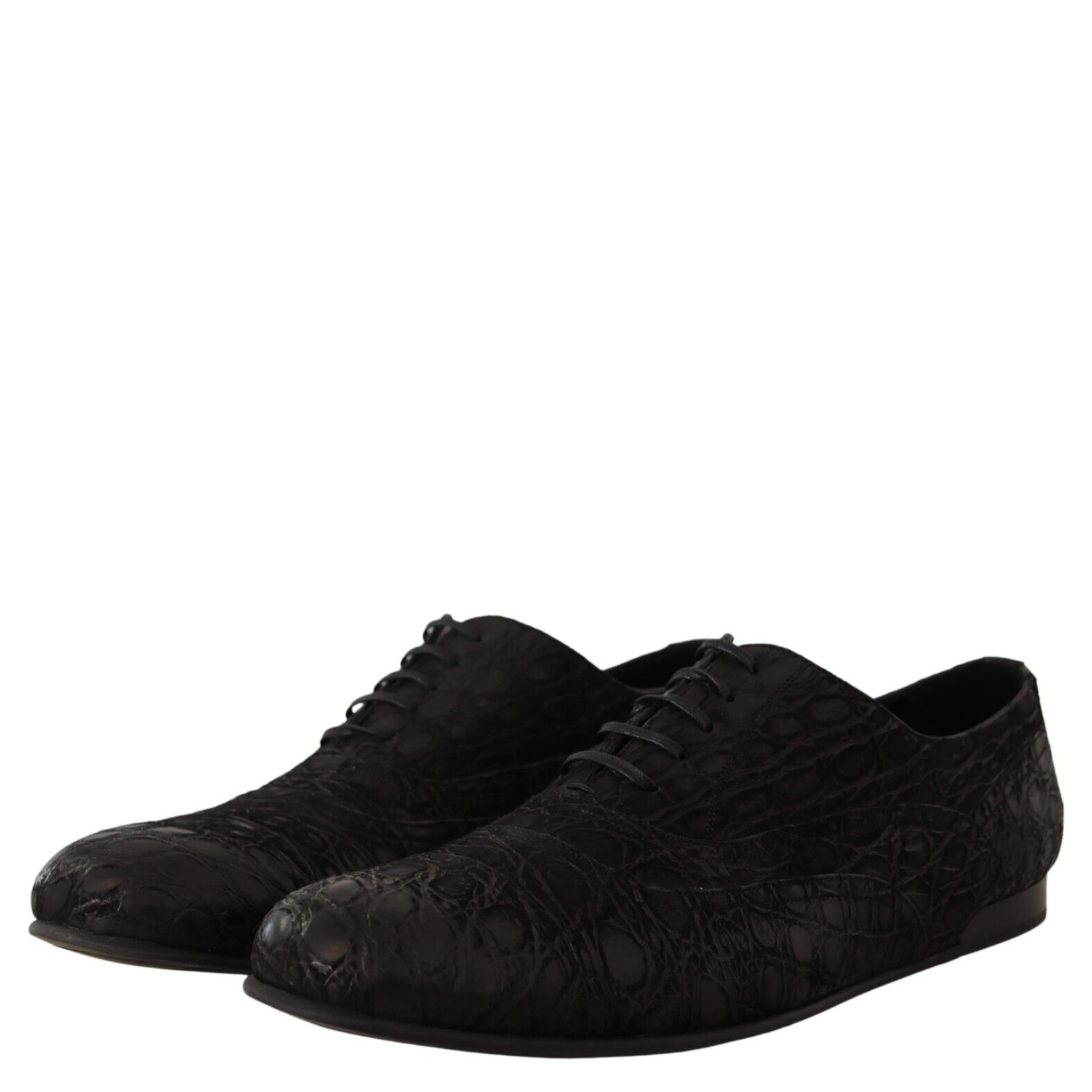 Black Caiman Leather Mens Oxford Shoes