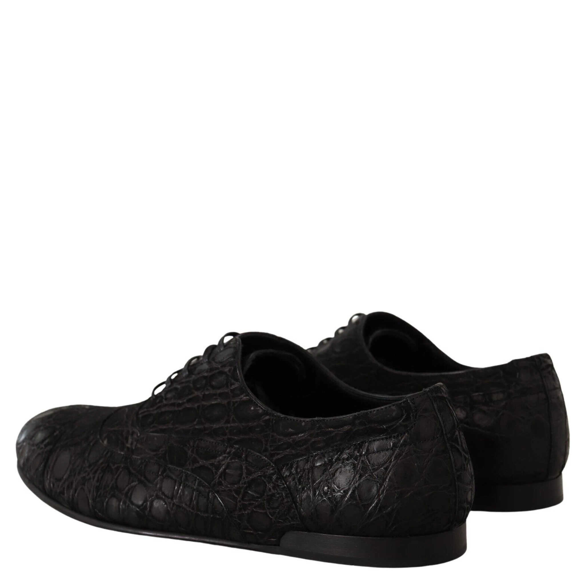 Black Caiman Leather Mens Oxford Shoes