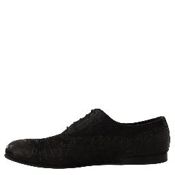 Black Caiman Leather Mens Oxford Shoes