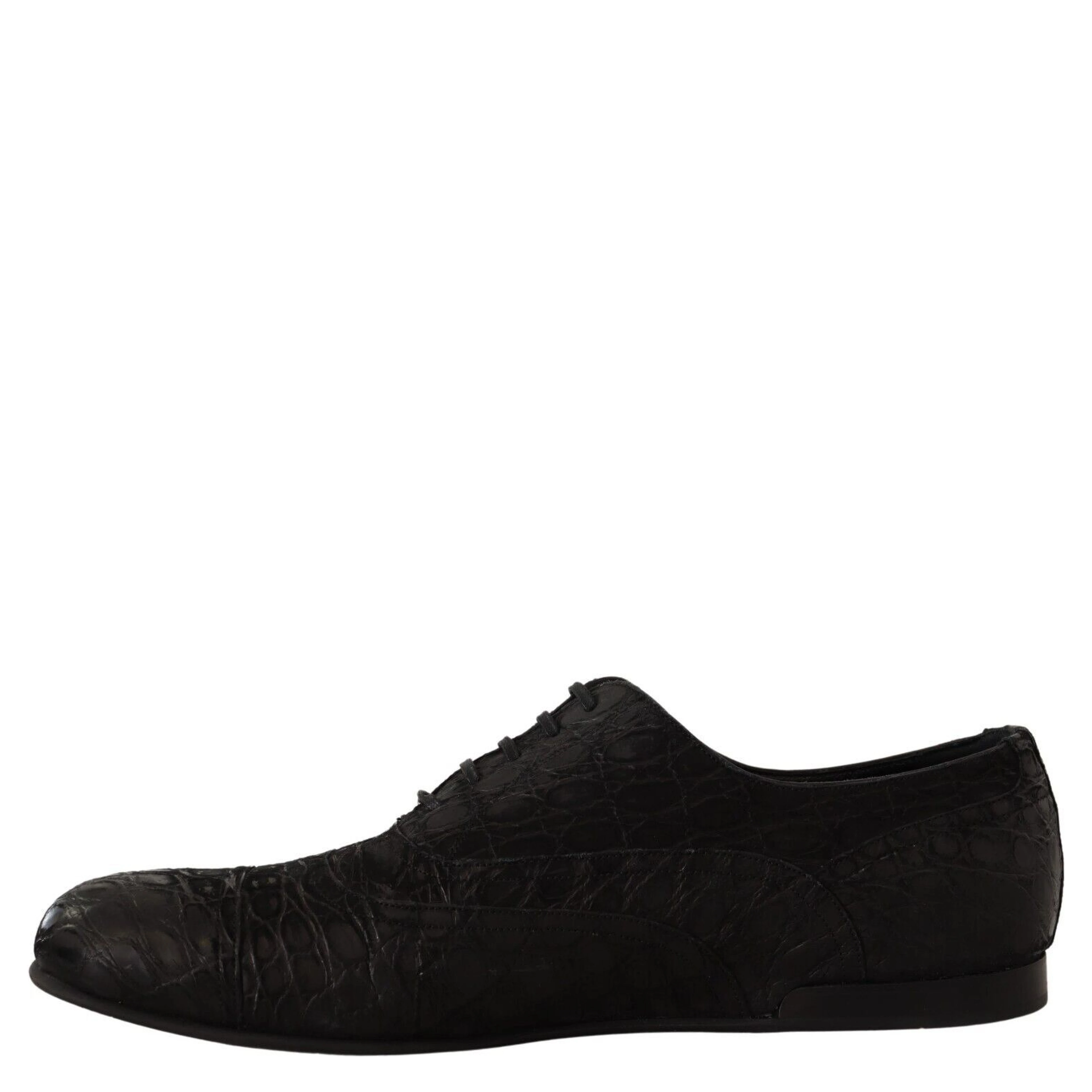 Black Caiman Leather Mens Oxford Shoes