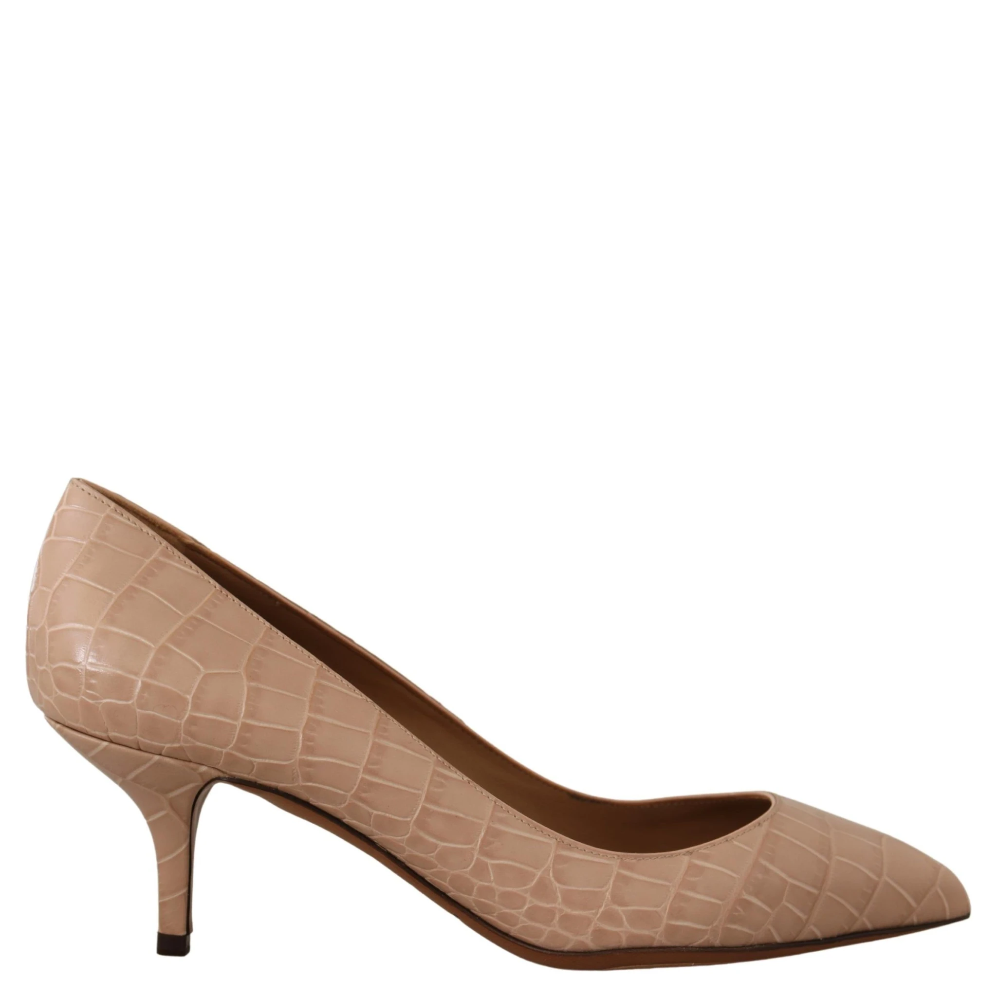 Beige Leather Pointed Heels Pumps Shoes