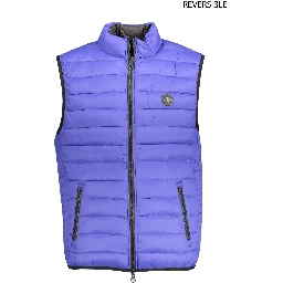 Blue Nylon Sleveless Jacket