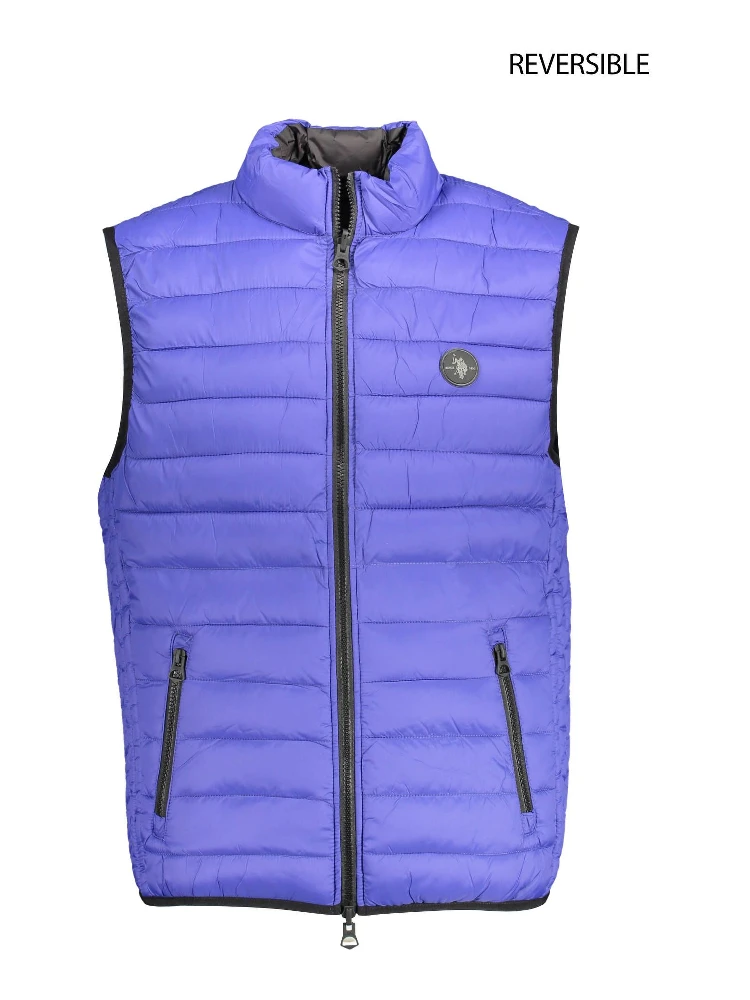 Blue Nylon Sleveless Jacket