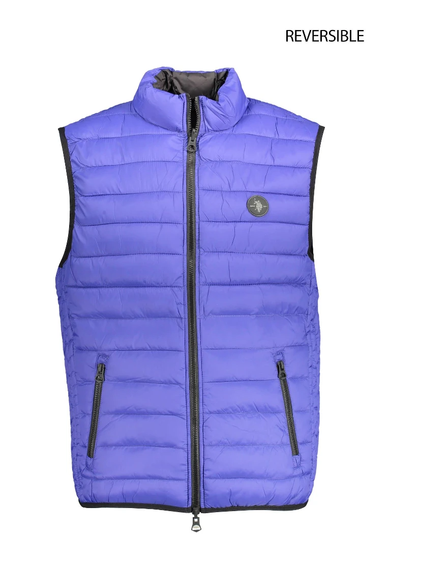 Blue Nylon Sleveless Jacket