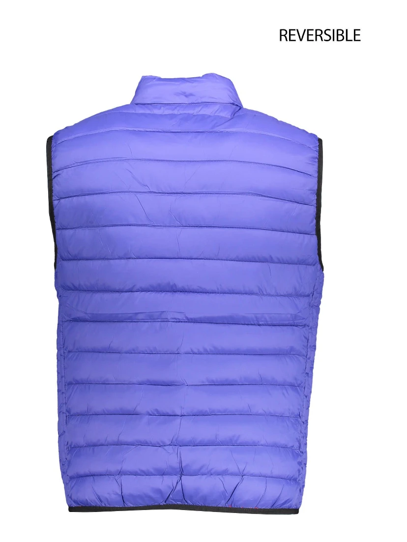Blue Nylon Sleveless Jacket