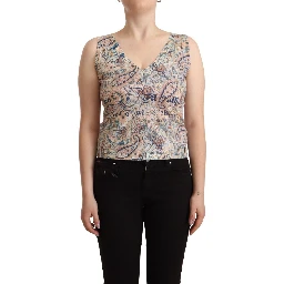 Multicolor Cotton Sleeveless V-neck Tank Top