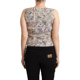 Multicolor Cotton Sleeveless V-neck Tank Top