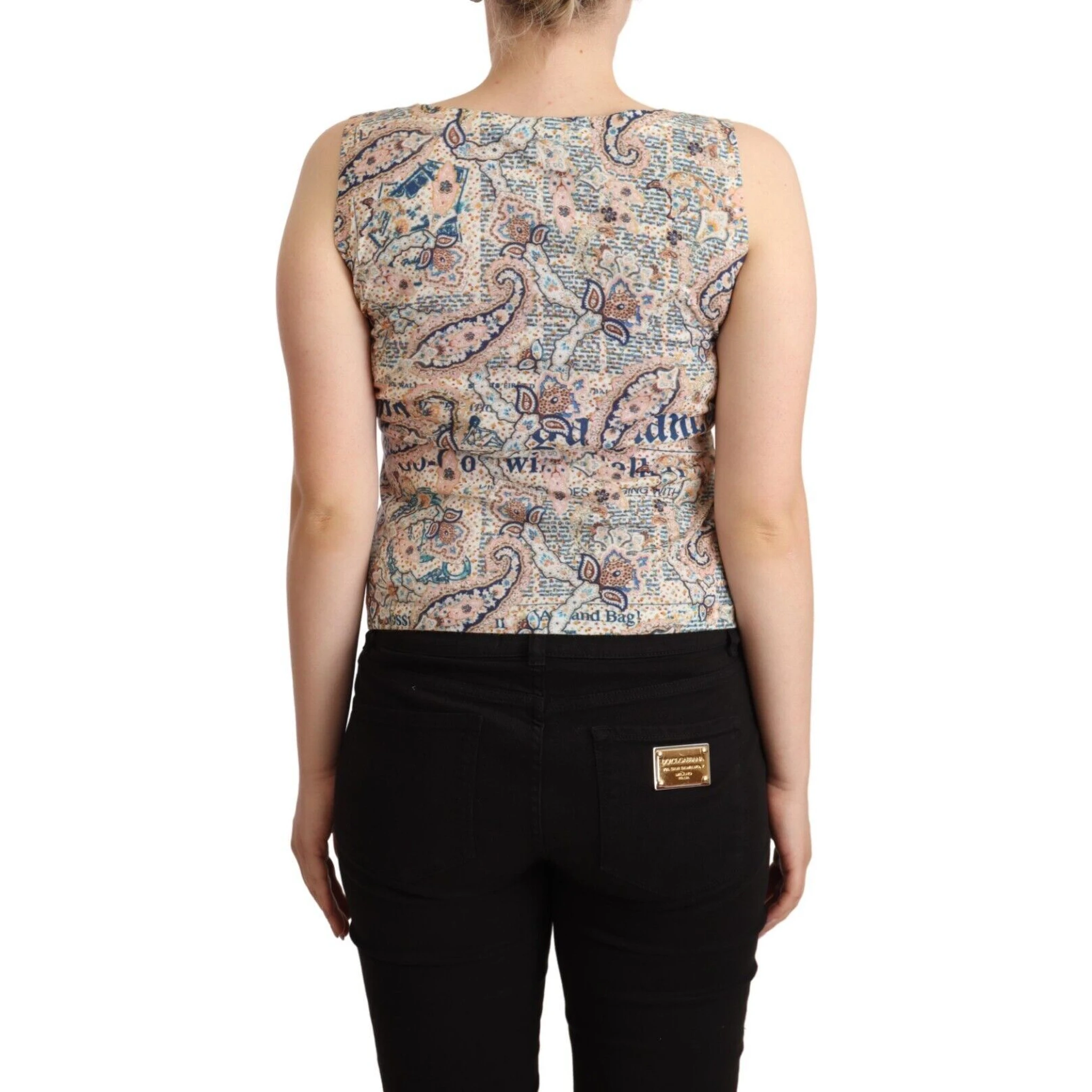 Multicolor Cotton Sleeveless V-neck Tank Top