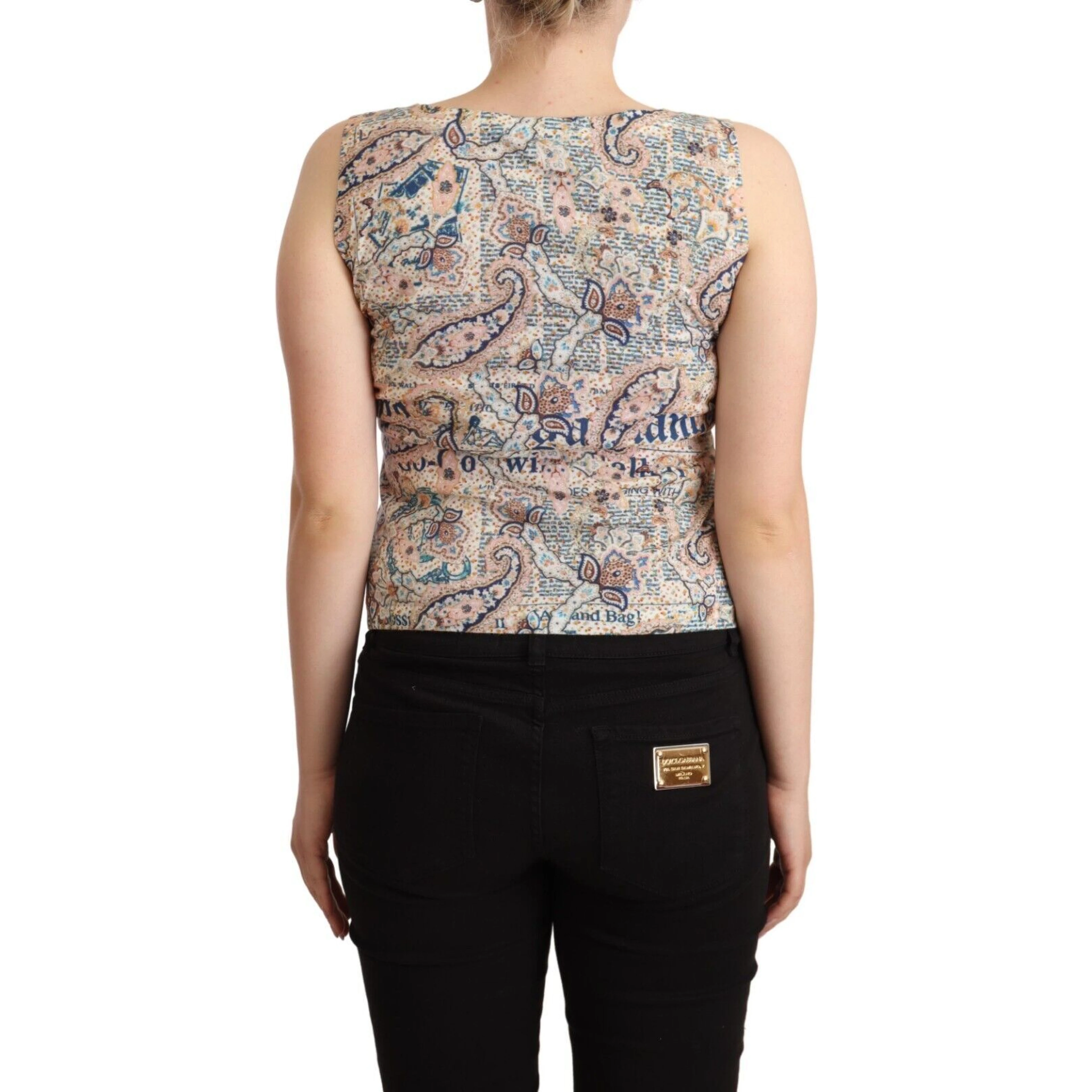 Multicolor Cotton Sleeveless V-neck Tank Top