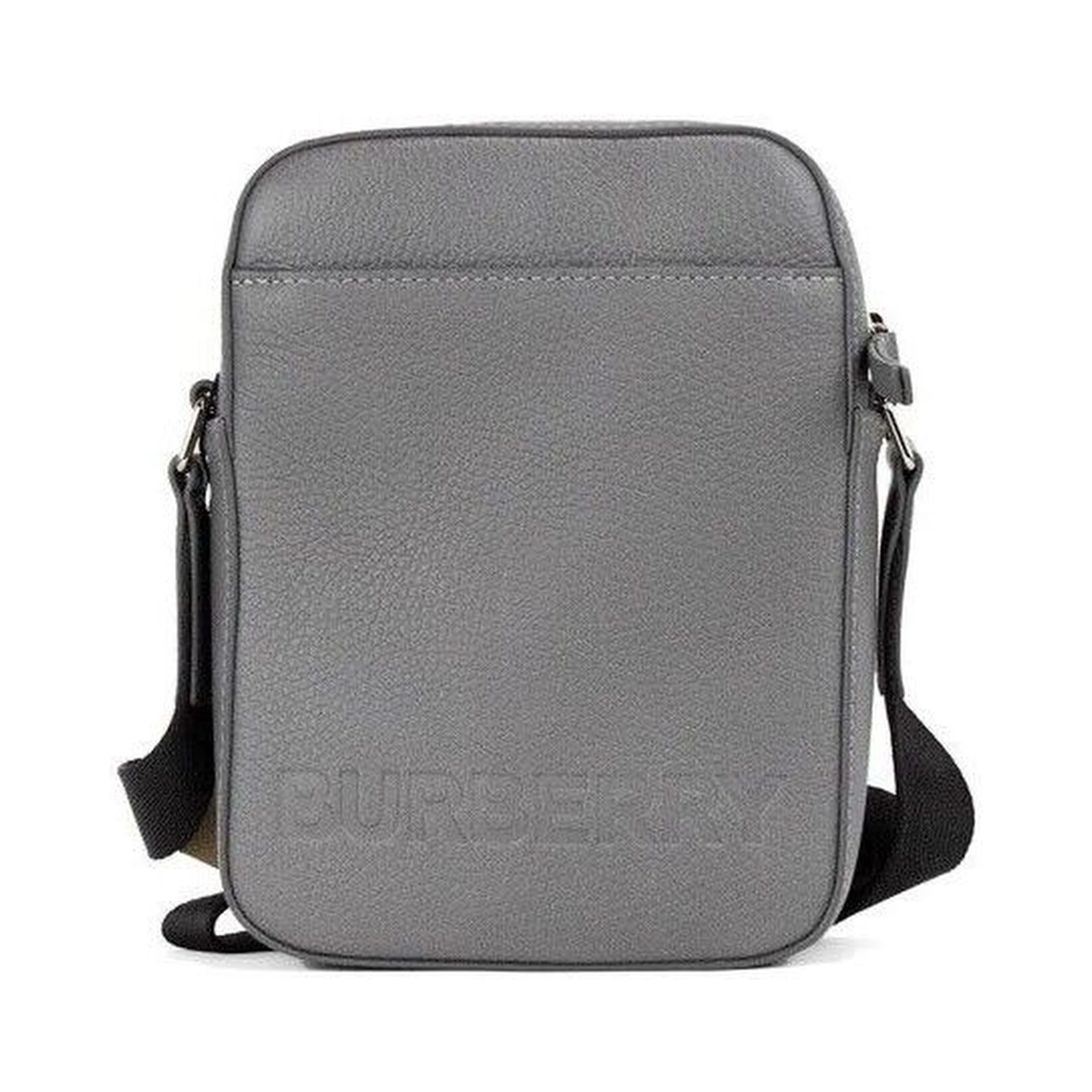 Thornton Small Grey Embossed Logo Grainy Leather Crossbody Handbag