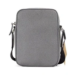Thornton Small Grey Embossed Logo Grainy Leather Crossbody Handbag
