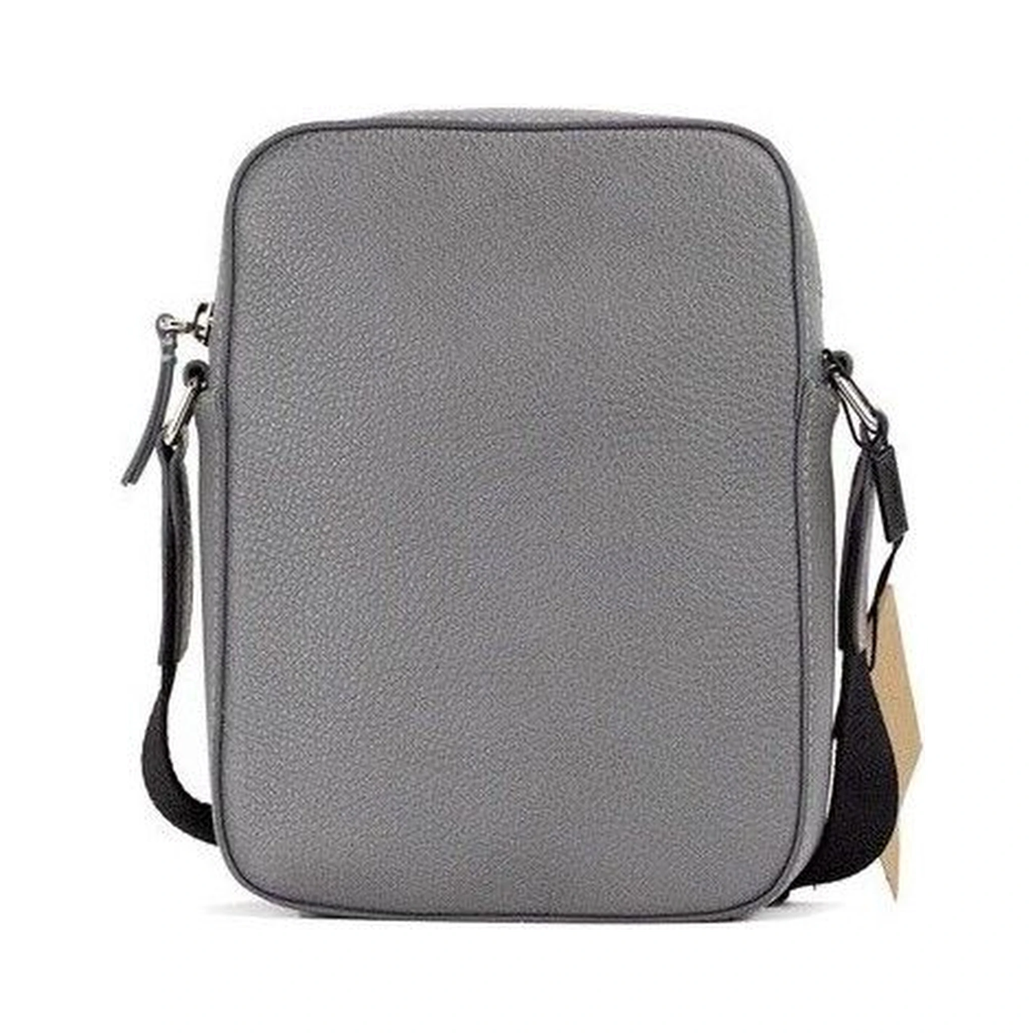 Thornton Small Grey Embossed Logo Grainy Leather Crossbody Handbag