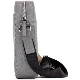 Thornton Small Grey Embossed Logo Grainy Leather Crossbody Handbag