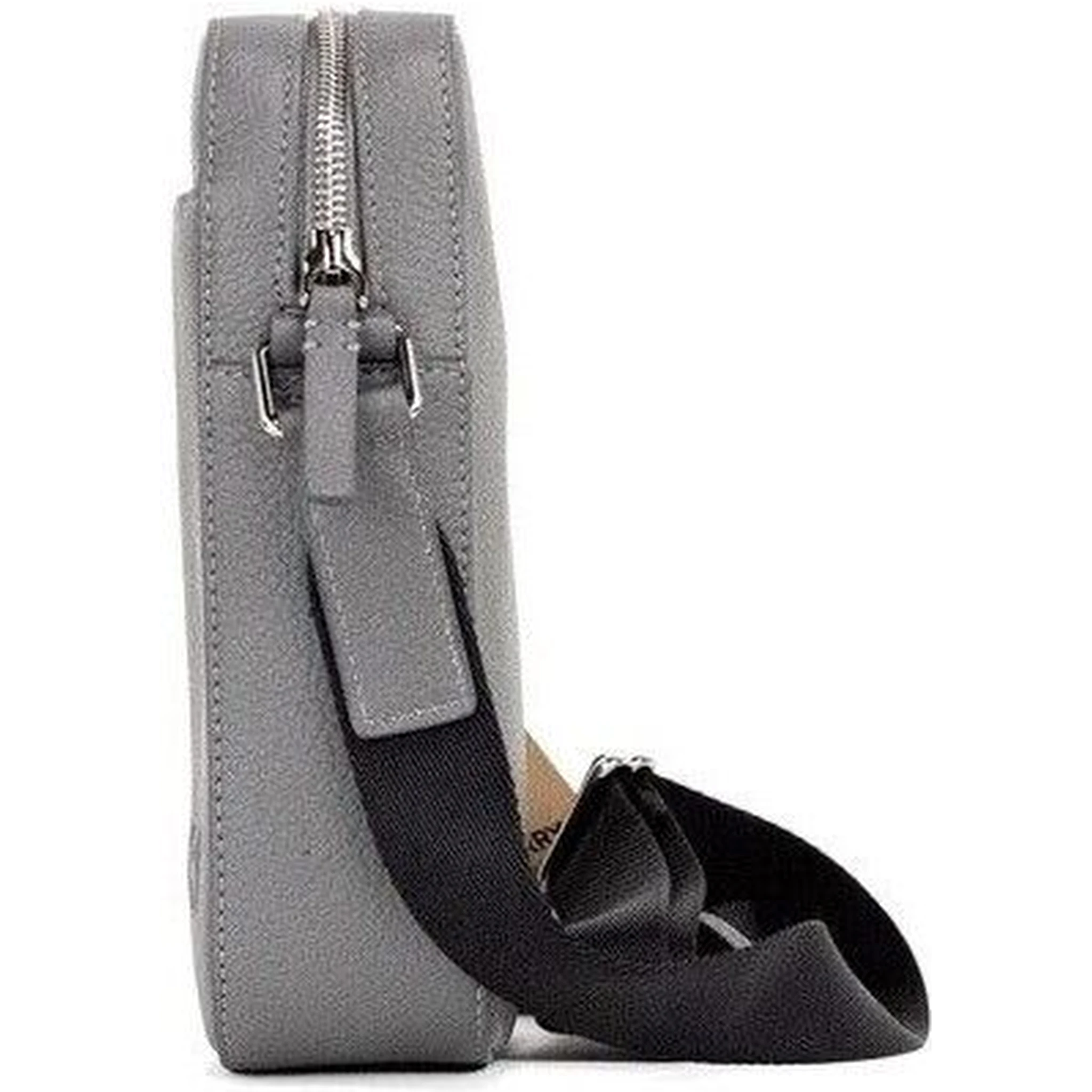 Thornton Small Grey Embossed Logo Grainy Leather Crossbody Handbag