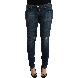 Blue Washed Low Waist Slim Fit Denim Jeans