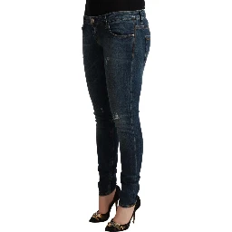 Blue Washed Low Waist Slim Fit Denim Jeans