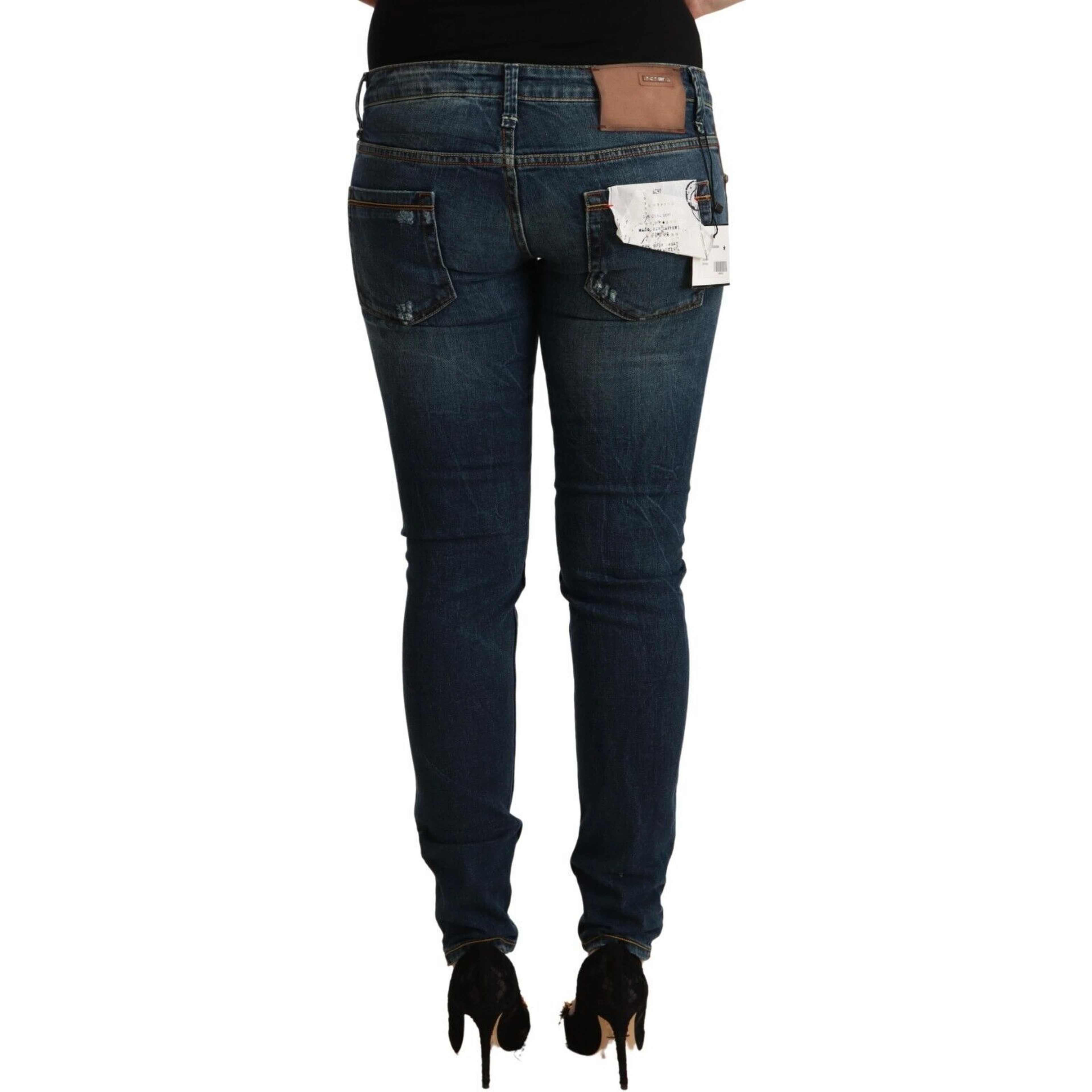 Blue Washed Low Waist Slim Fit Denim Jeans