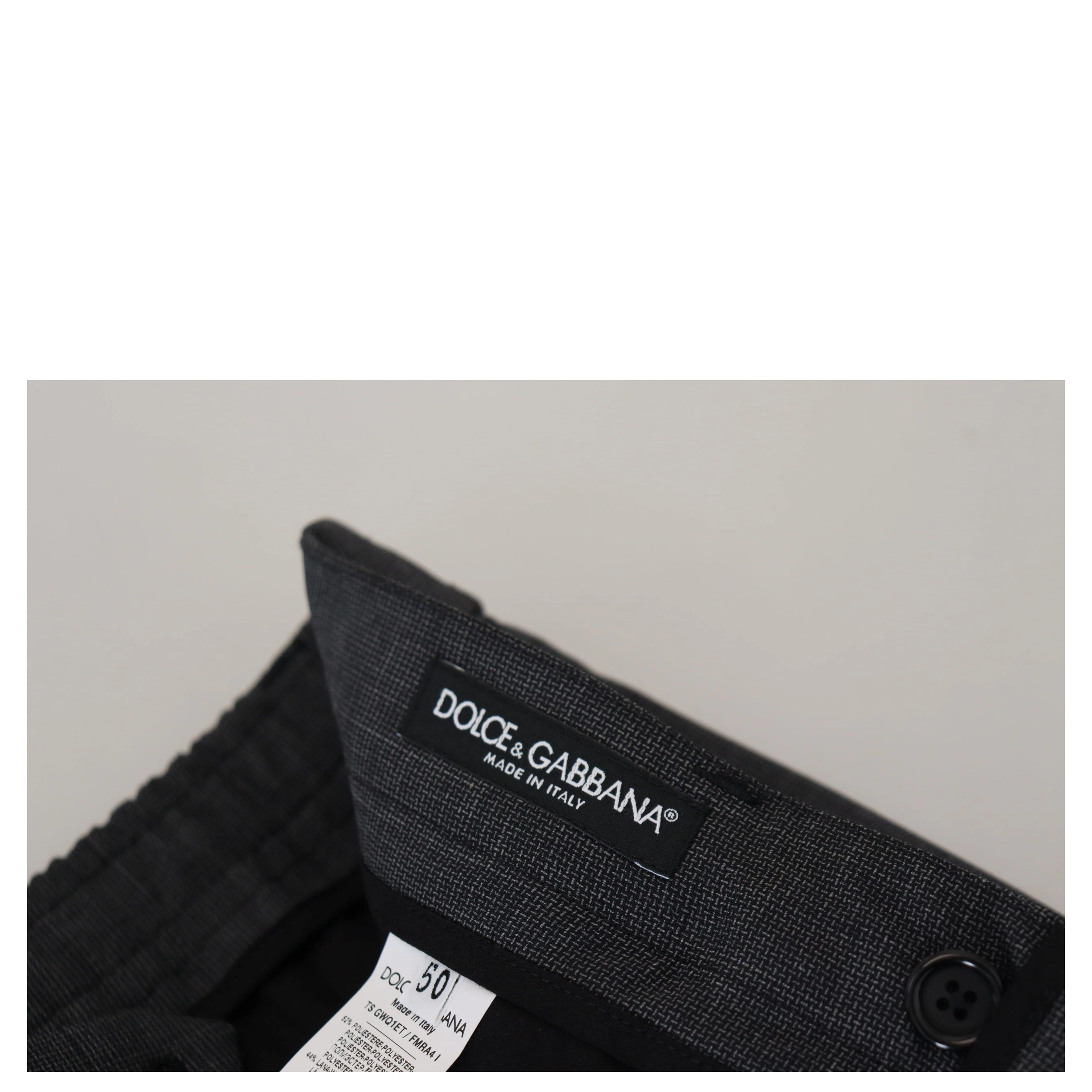 Gray Checked Cargo Trousers Stretch Pants