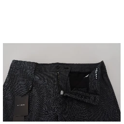 Gray Checked Cargo Trousers Stretch Pants
