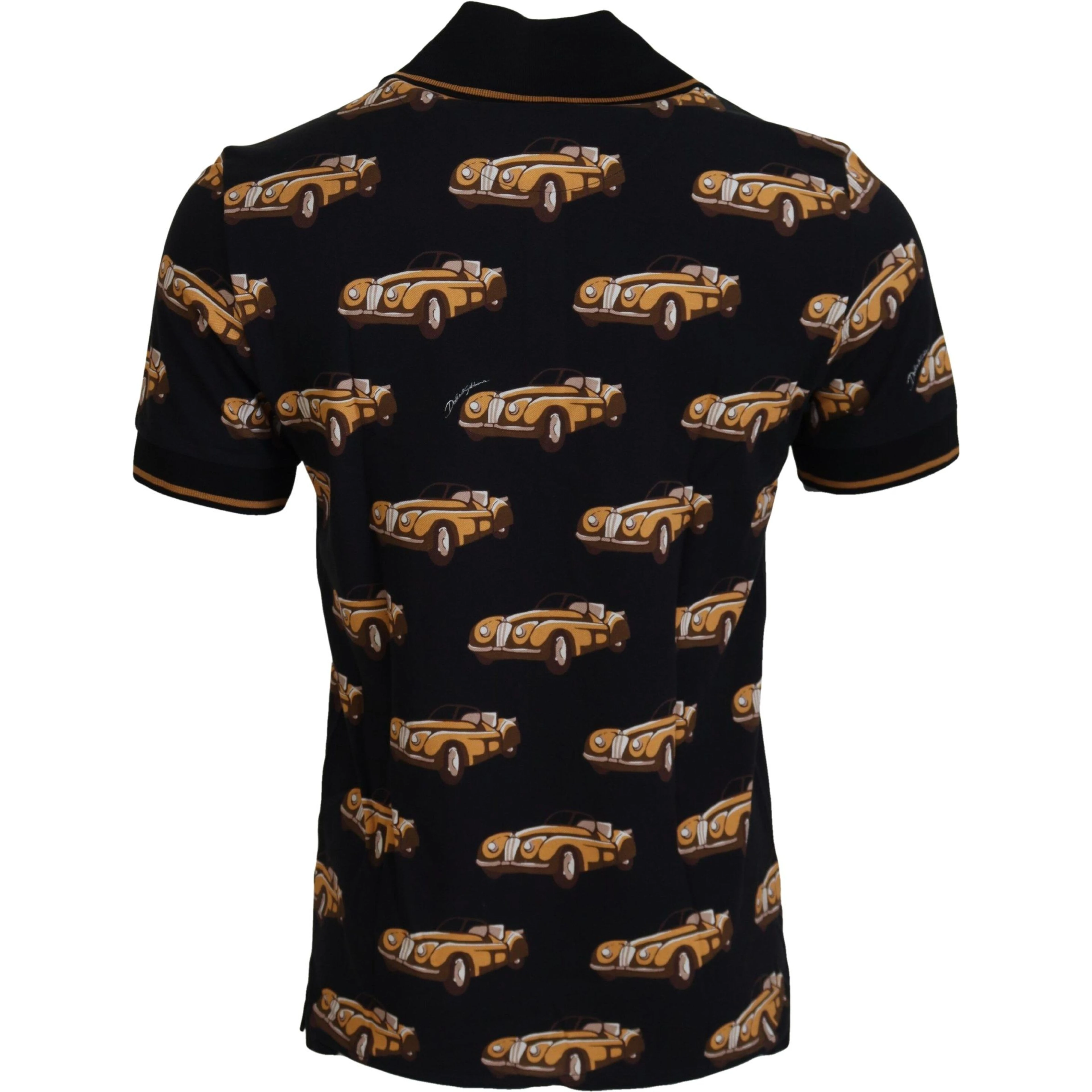 Black Car Print Short Sleeve Polo T-shirt