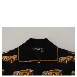 Black Car Print Short Sleeve Polo T-shirt