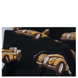 Black Car Print Short Sleeve Polo T-shirt