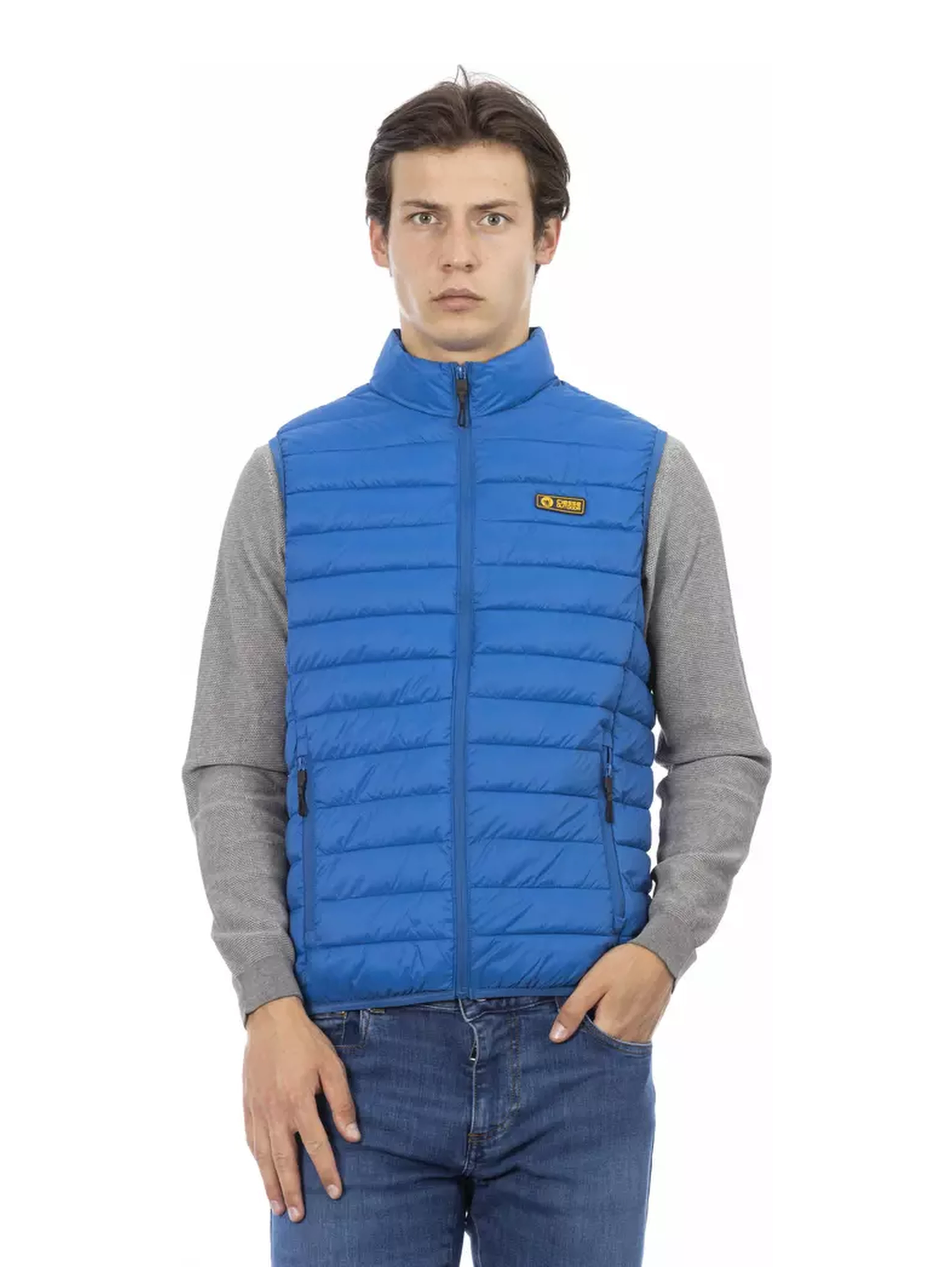 Blue Polyester Jackets & Coat