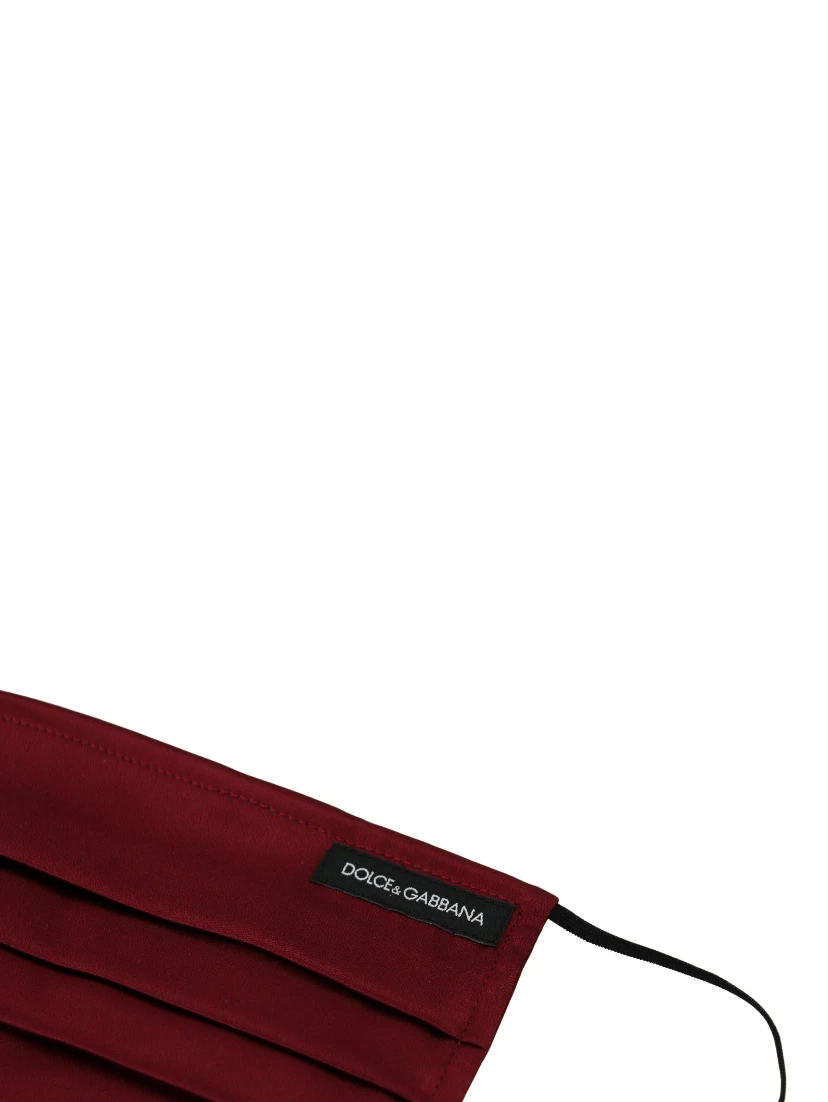 Maroon Silk Pleated Elastic Ear Strap One Size Face Mask