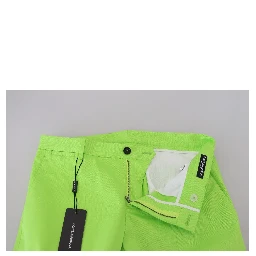 Light Green Cotton Skinny Men Trousers Pants
