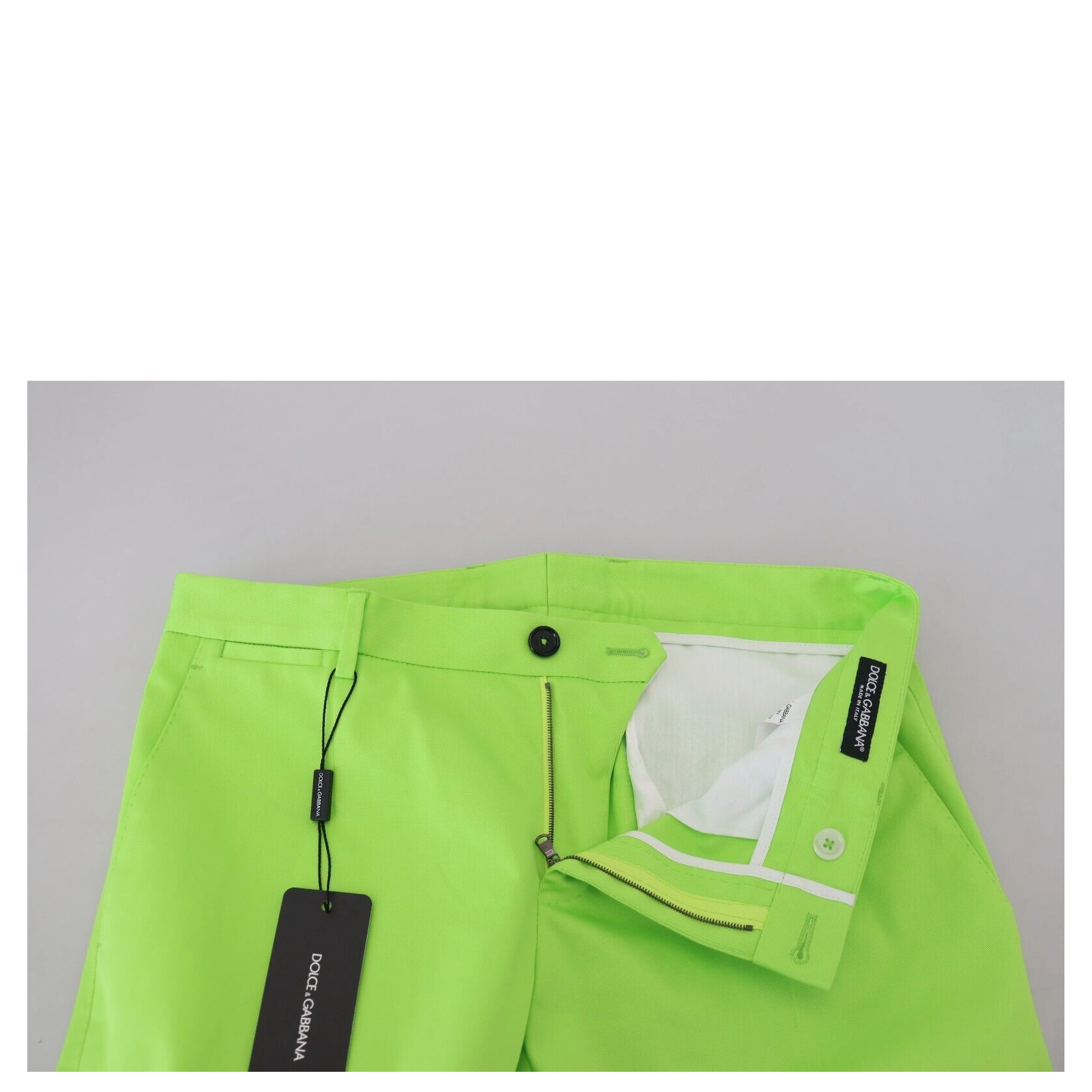 Light Green Cotton Skinny Men Trousers Pants