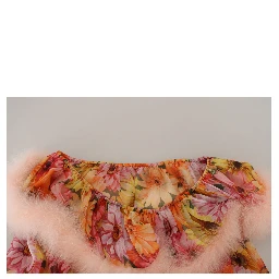 Multicolor Floral Fur Shearling Blouse Top