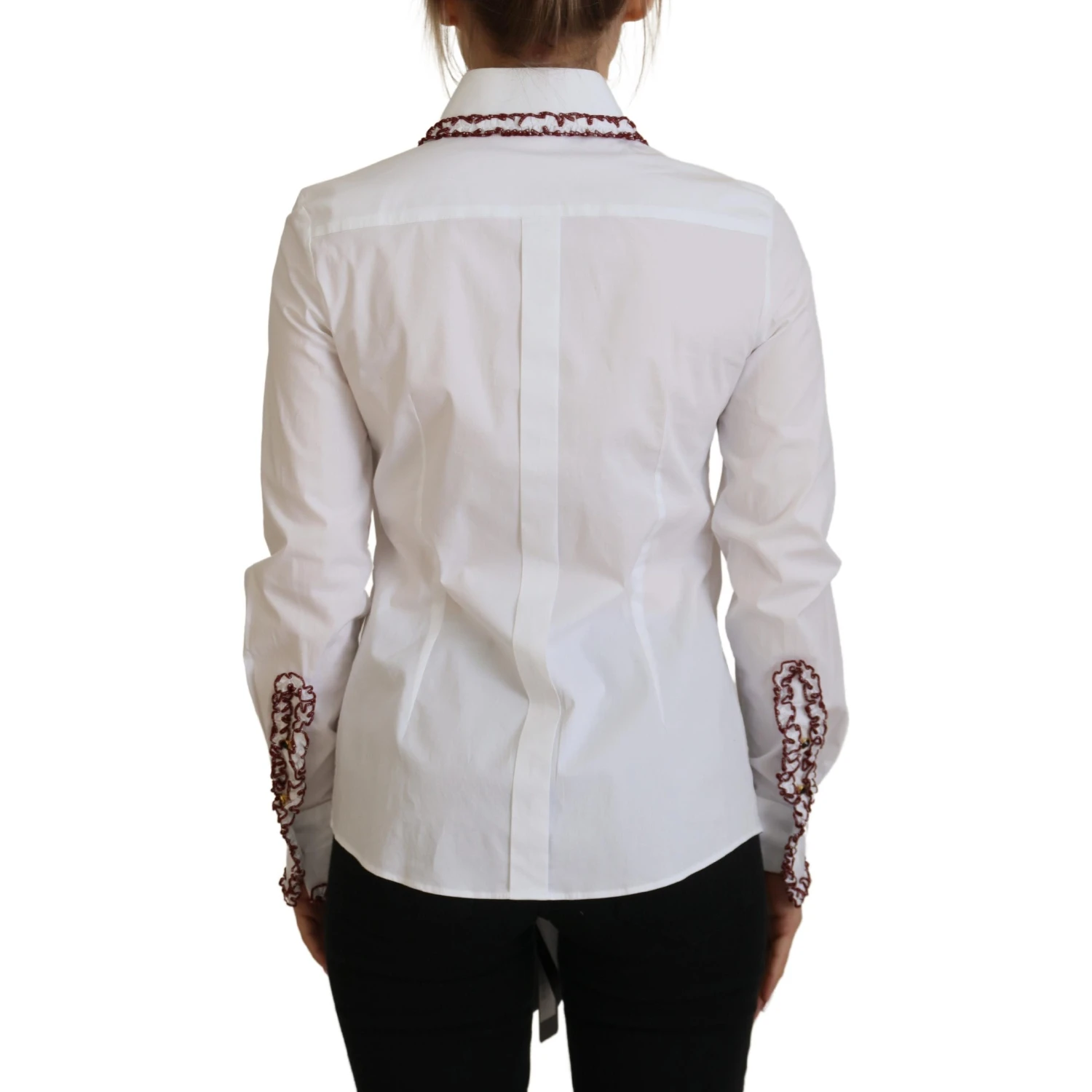 White Lace Long Sleeves Ruffle Collar Top