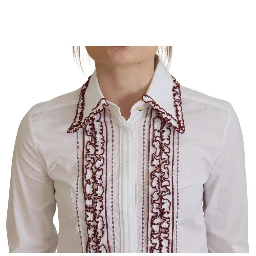 White Lace Long Sleeves Ruffle Collar Top