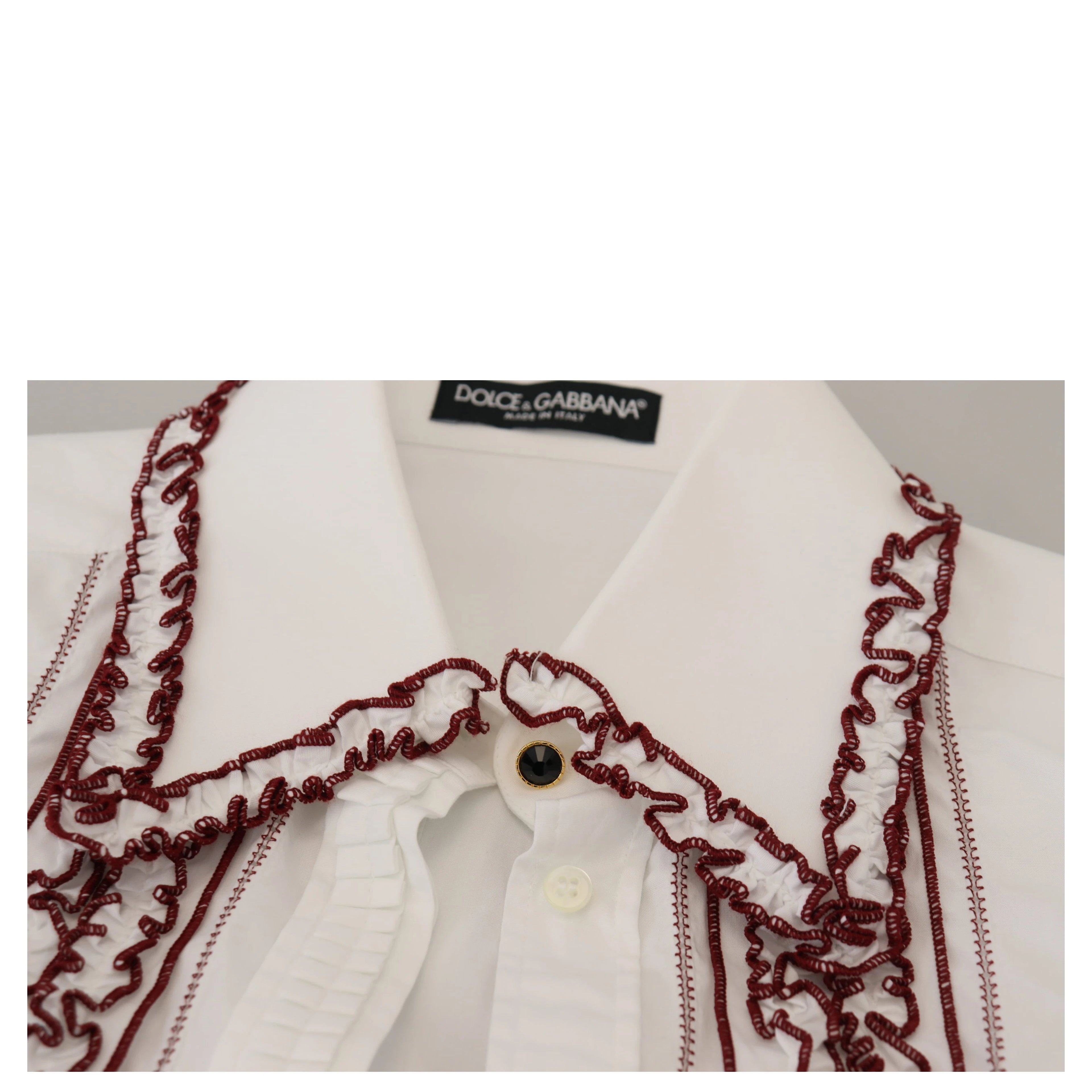White Lace Long Sleeves Ruffle Collar Top