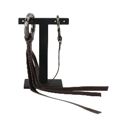 Brown Leather Silver Tone Metal Keyring Keychain