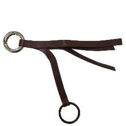 Brown Leather Silver Tone Metal Keyring Keychain