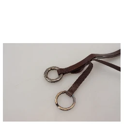 Brown Leather Silver Tone Metal Keyring Keychain