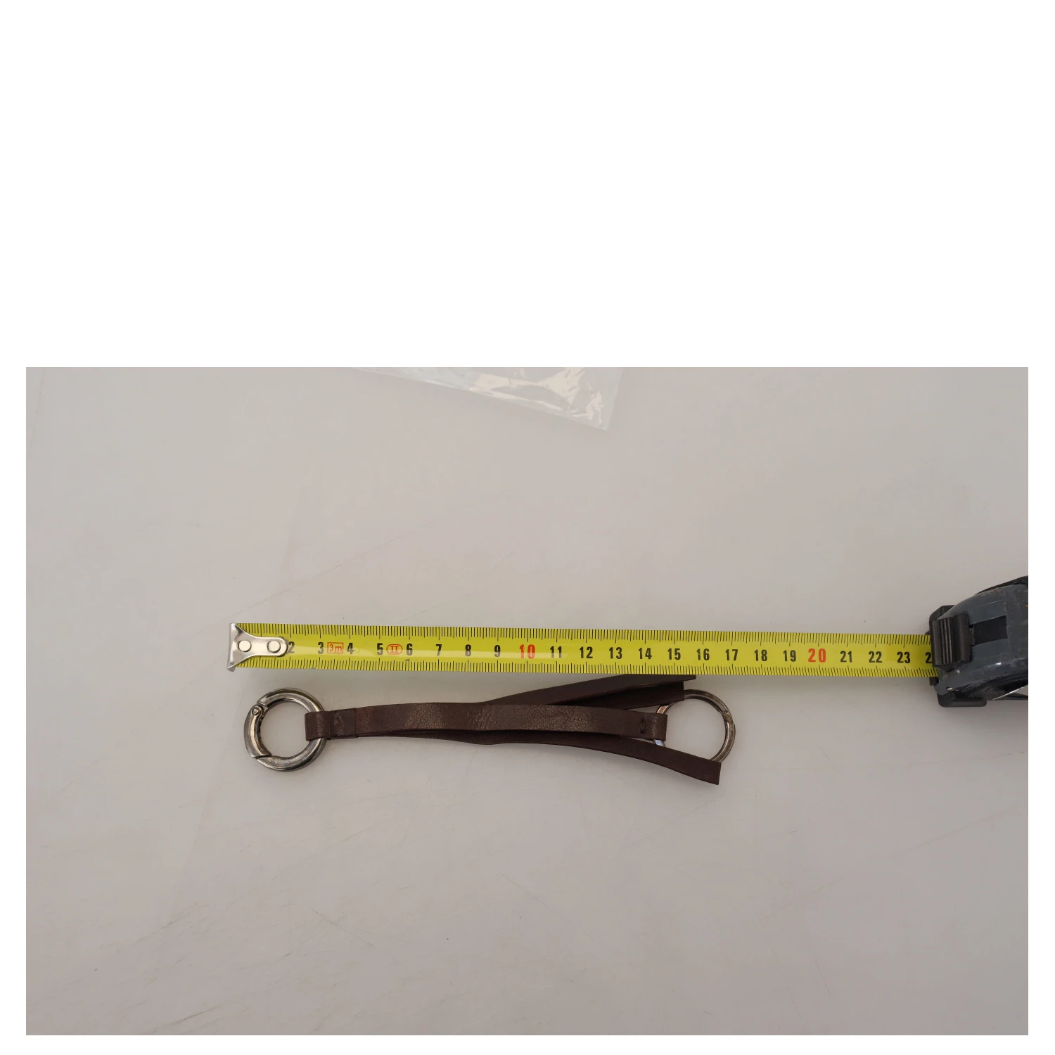 Brown Leather Silver Tone Metal Keyring Keychain