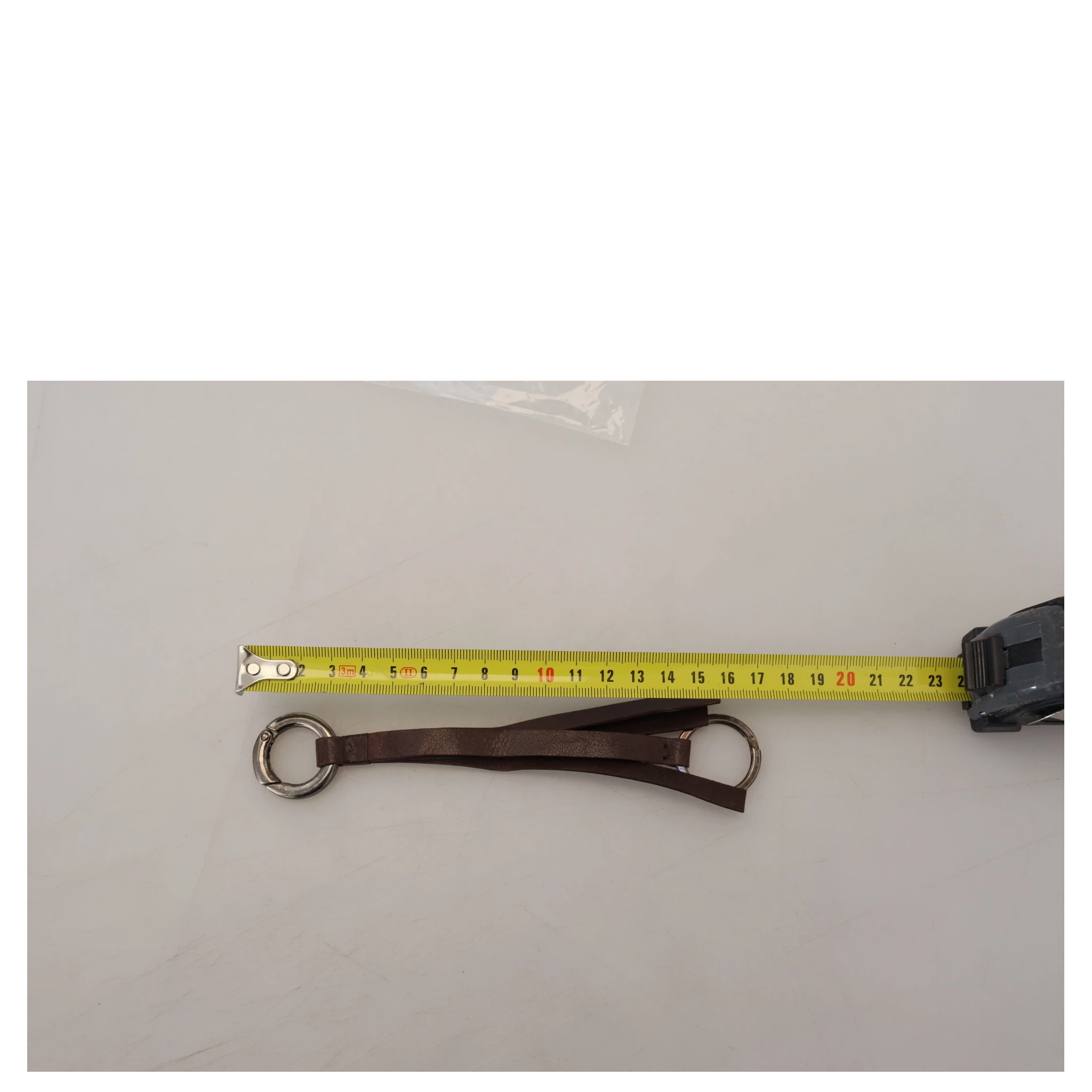 Brown Leather Silver Tone Metal Keyring Keychain
