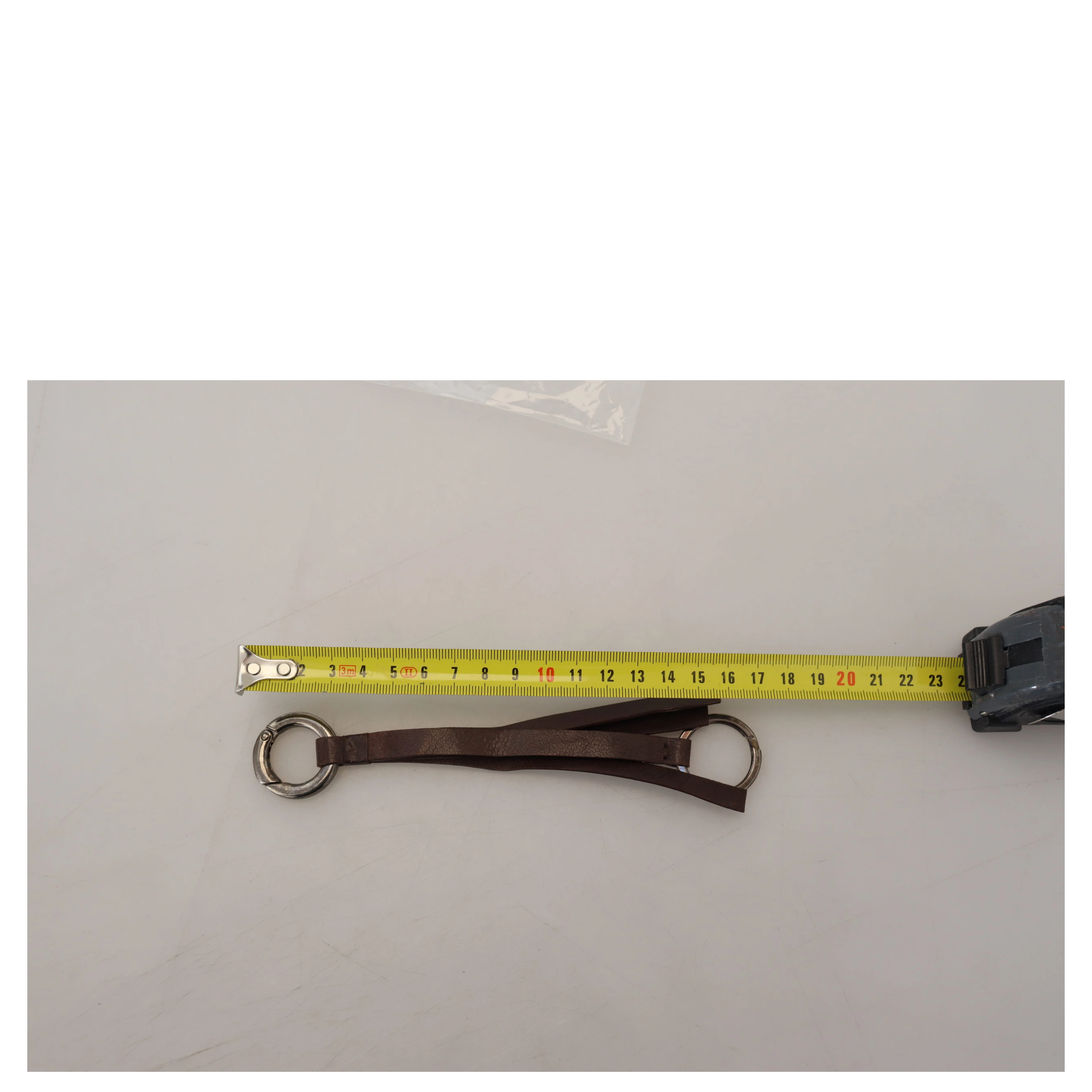 Brown Leather Silver Tone Metal Keyring Keychain