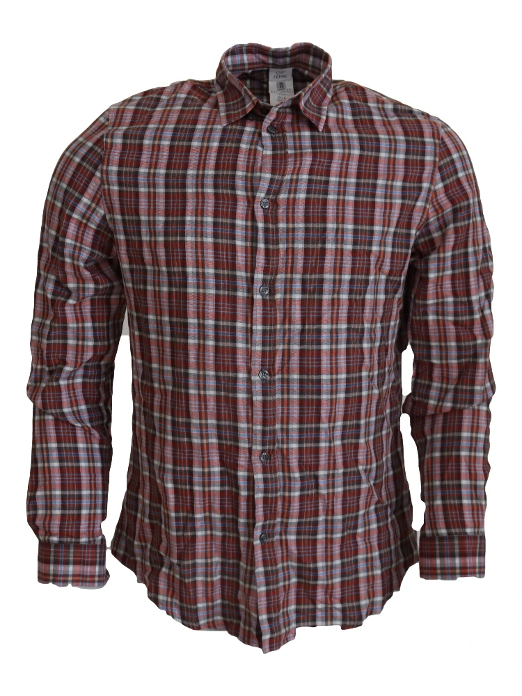 Multicolor Checkered Cotton Long Sleeves Casual Shirt