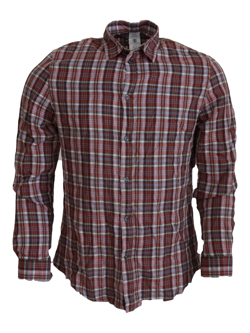 Multicolor Checkered Cotton Long Sleeves Casual Shirt