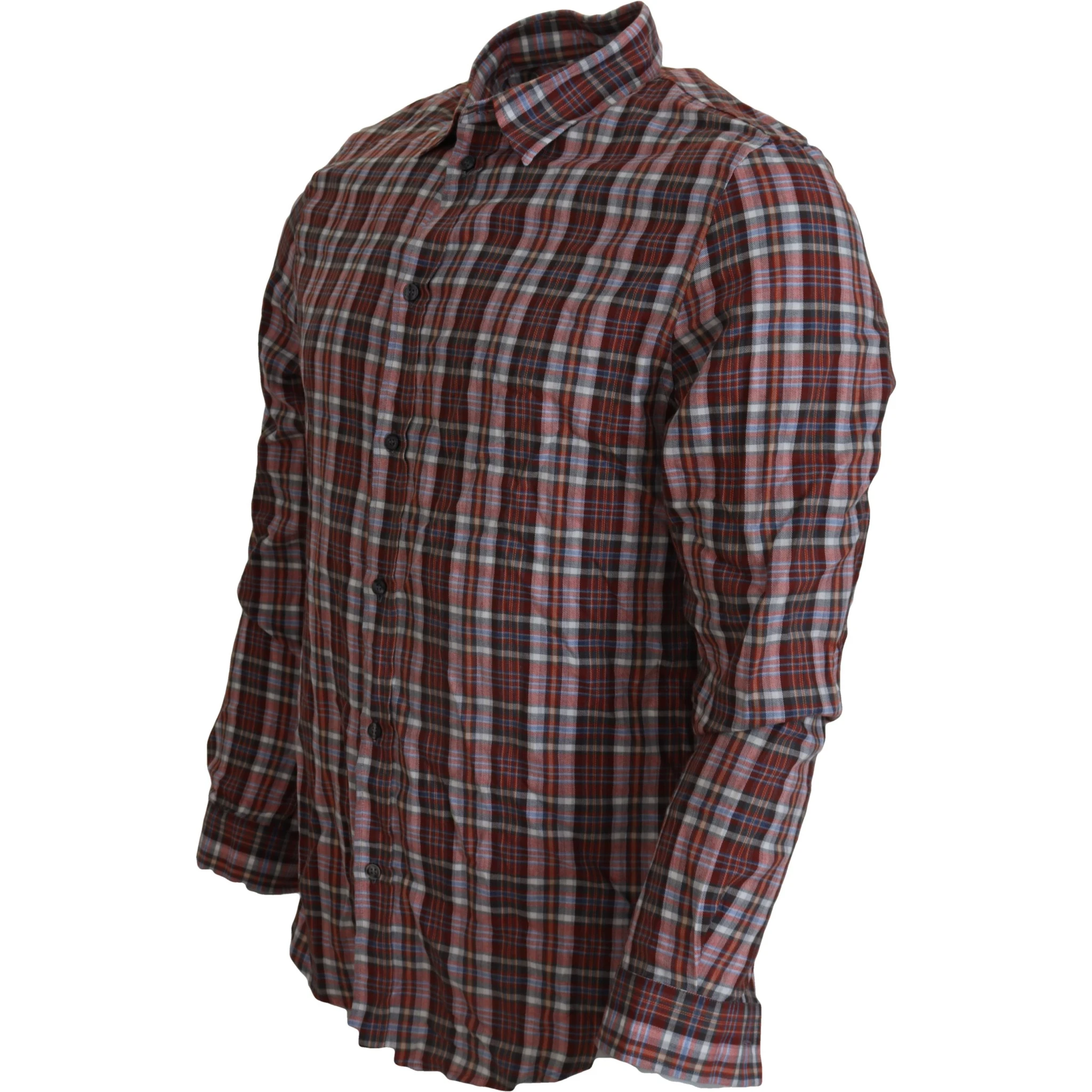 Multicolor Checkered Cotton Long Sleeves Casual Shirt