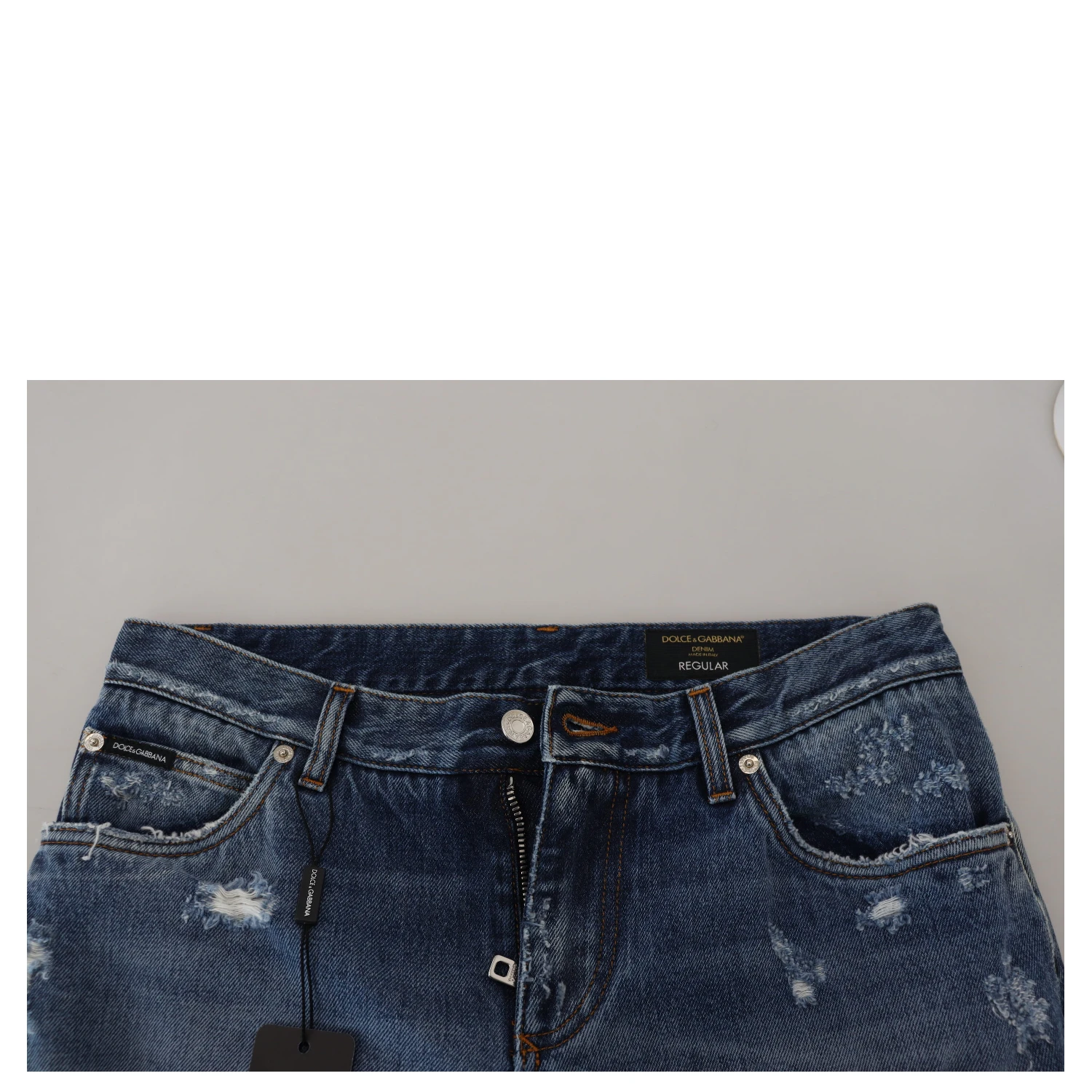 Blue Cotton Tattered Men Denim Jeans