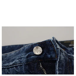 Blue Cotton Tattered Men Denim Jeans