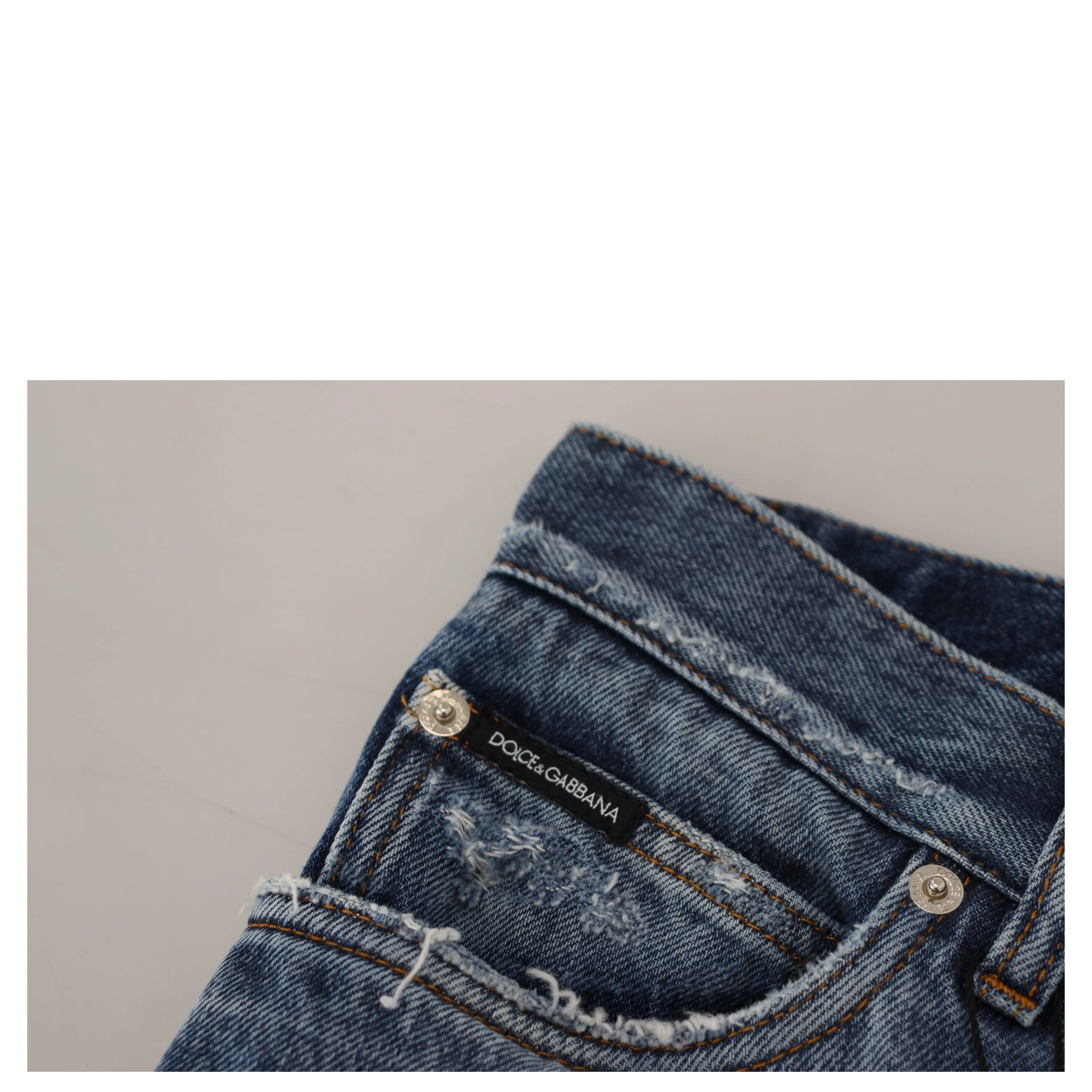 Blue Cotton Tattered Men Denim Jeans
