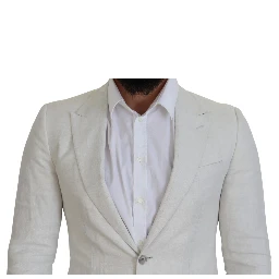 White Linen Slim Fit Jacket Blazer