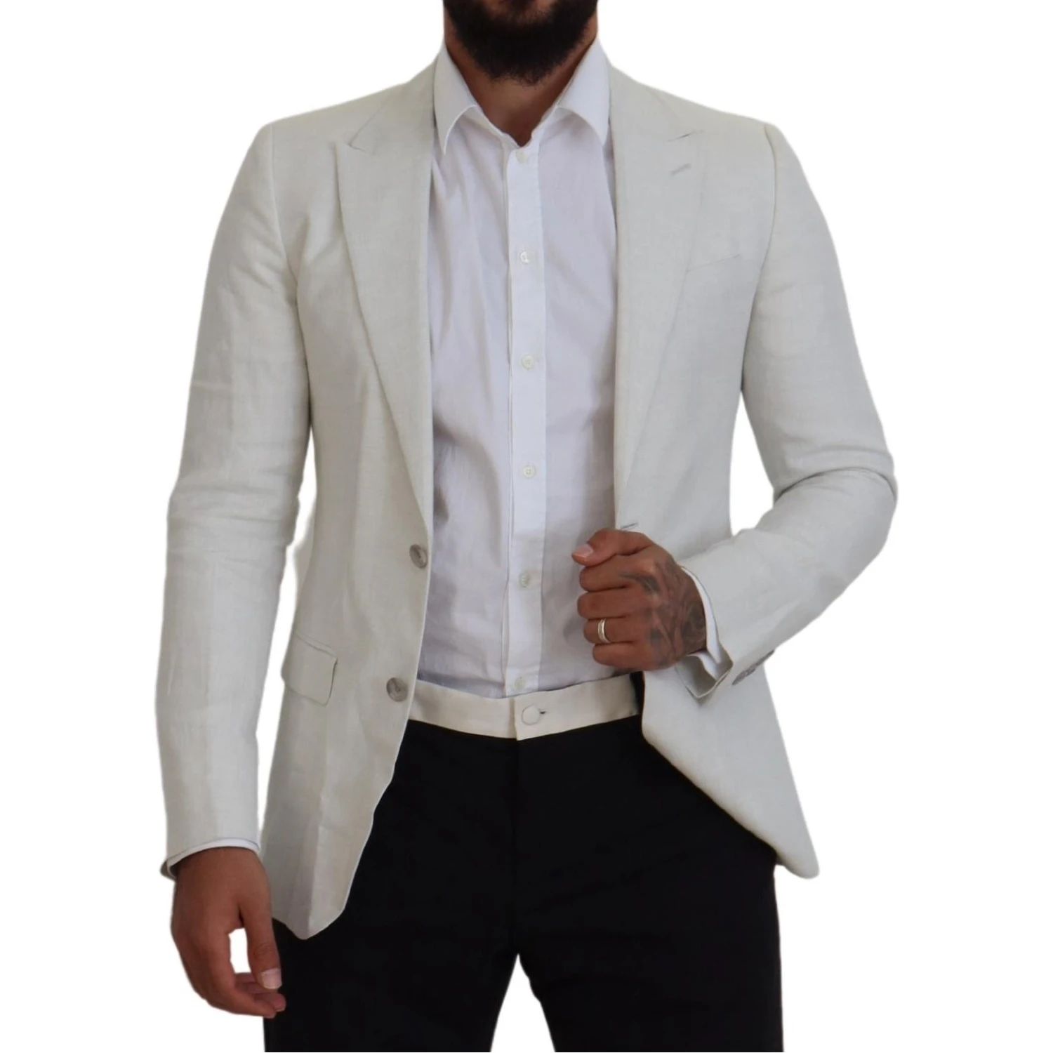 White Linen Slim Fit Jacket Blazer