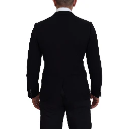Black Wool Crown Slim Fit Jacket Blazer
